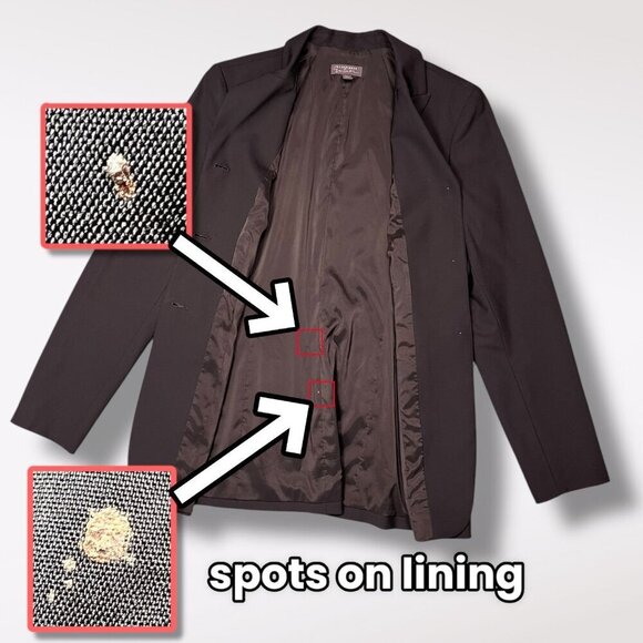 Y2K Classiques Entier Black Wool Blend Blazer Womens Size 6 - Picture 9 of 11